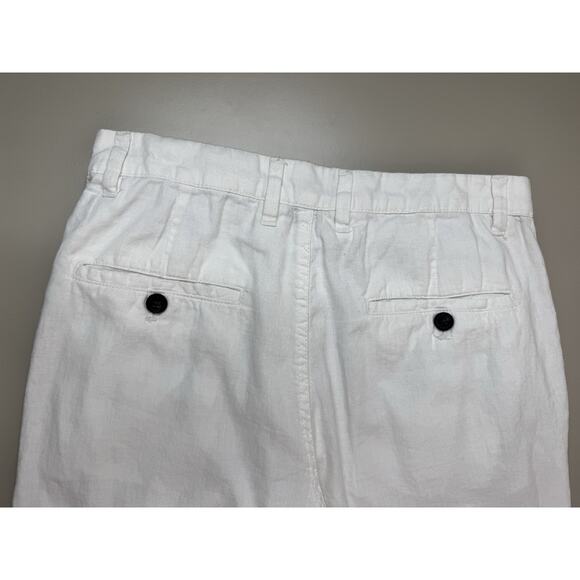 H&M Womens White Linen Blend Tapered Trouser Pants Sz 31 Resort Tropical Beach - Picture 10 of 14